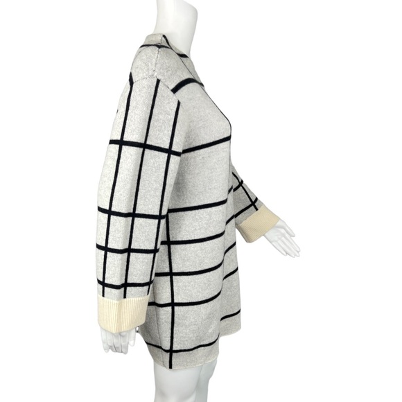 Rag & Bone off white & black square rectangle stripe merino wool sweater medium - Picture 7 of 11